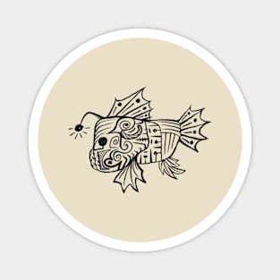 Abstract Fish Drawing (Black) Magnet